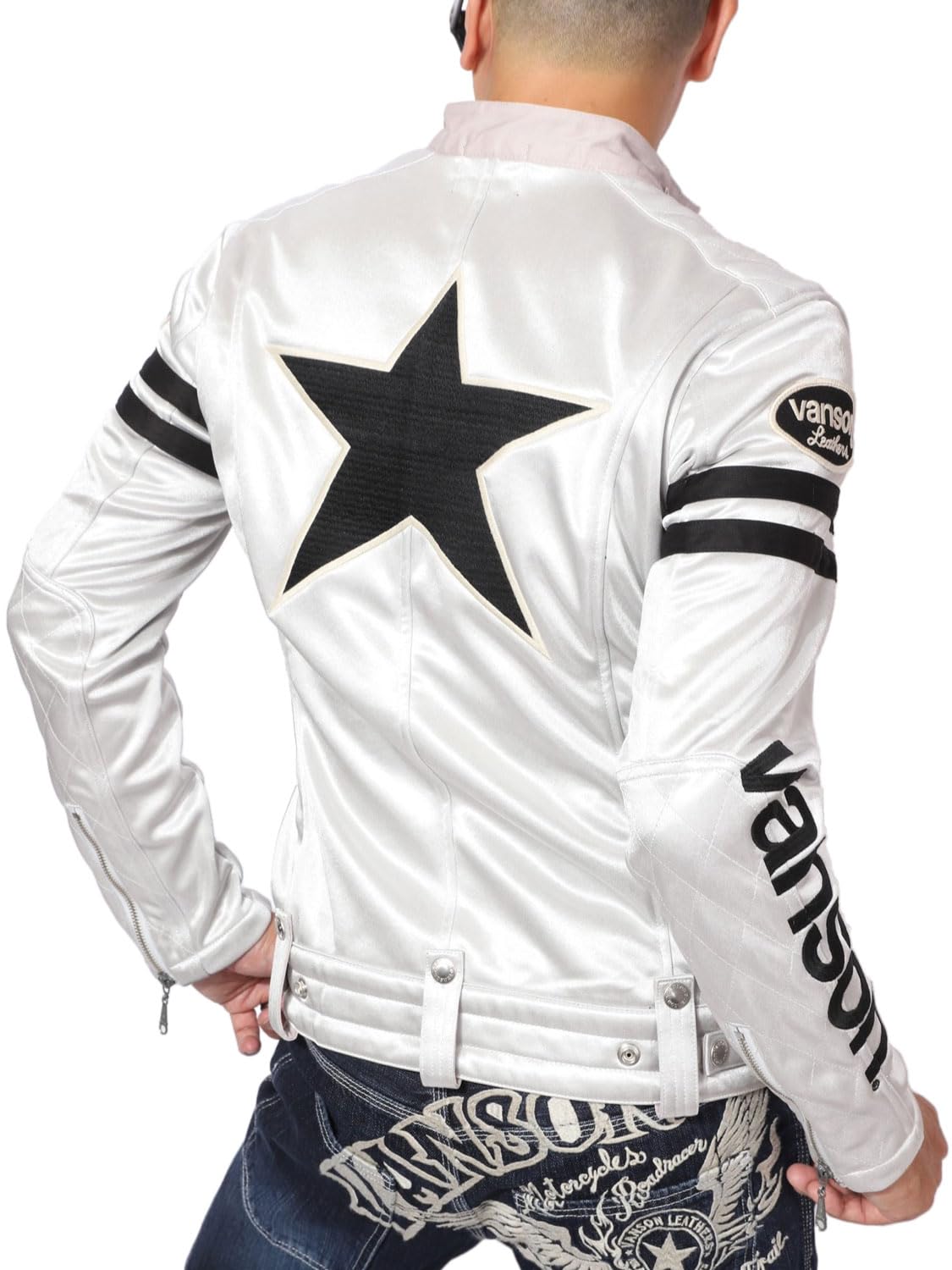 【59】Vanson ボンディングライダースジャケット　シルバー 59】Vanson ボンディングライダースジャケット シルバー - メルカリ